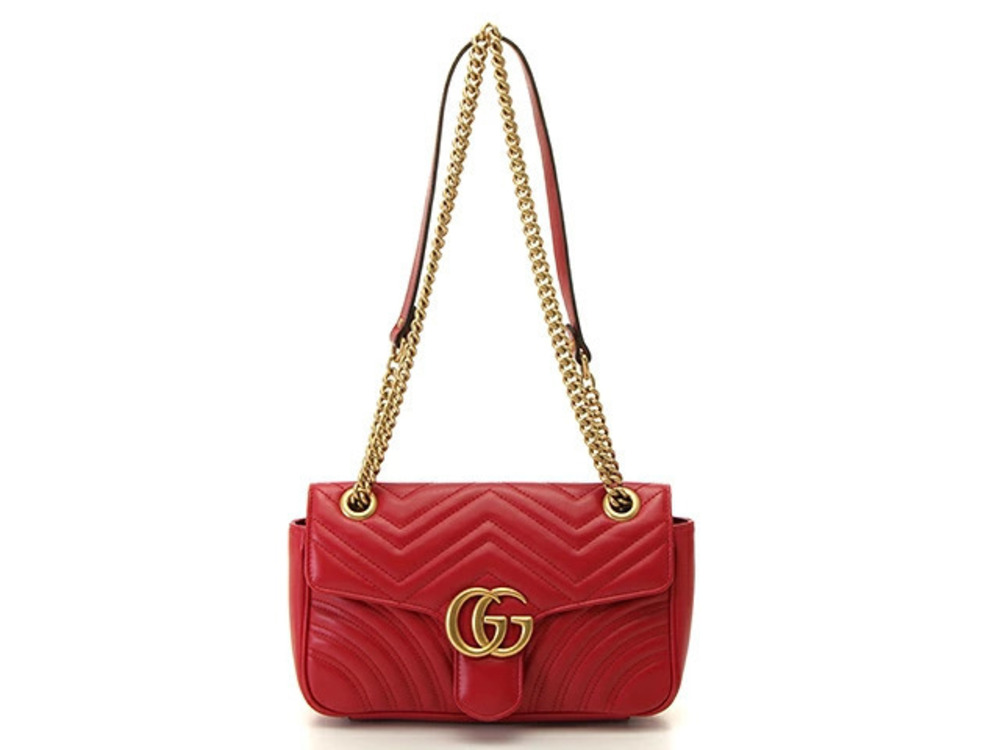 Gucci GG Marmont Quilted Shoulder Bag Red Leather